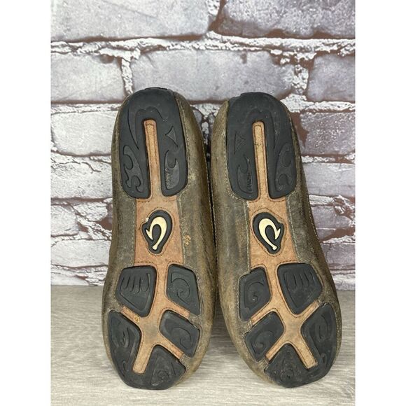 Olukai Akepa Moc Brown Leather Boat Slip On Moccasin Loafer Shoes Men 9M US/42EU - Picture 9 of 16